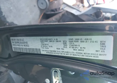 2020 Ram 2500 Tradesman 4X4 6'4 Box from USA, damaged, VIN 3C6UR5CJ0LG229102